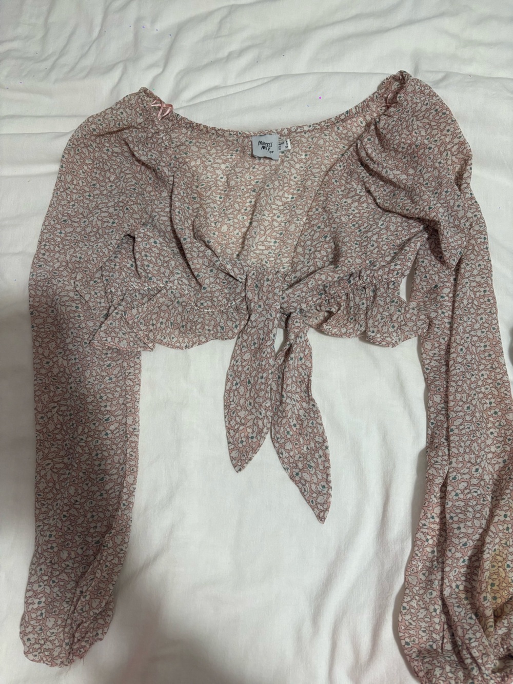 Princess Polly Pink Floral Tie-Front Cropped Camisole